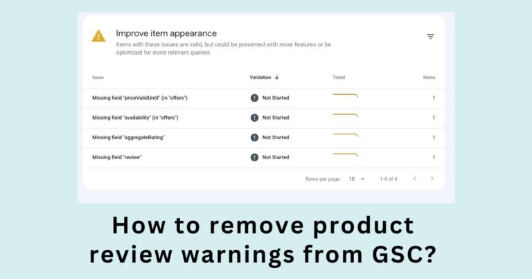 remove product review warnings from GSC