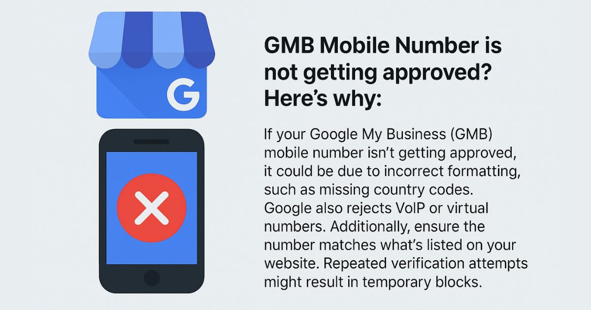 GMB Mobile number is not getting approved