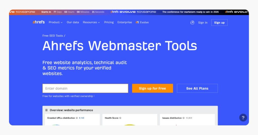 Ahrefs Webmaster Tools